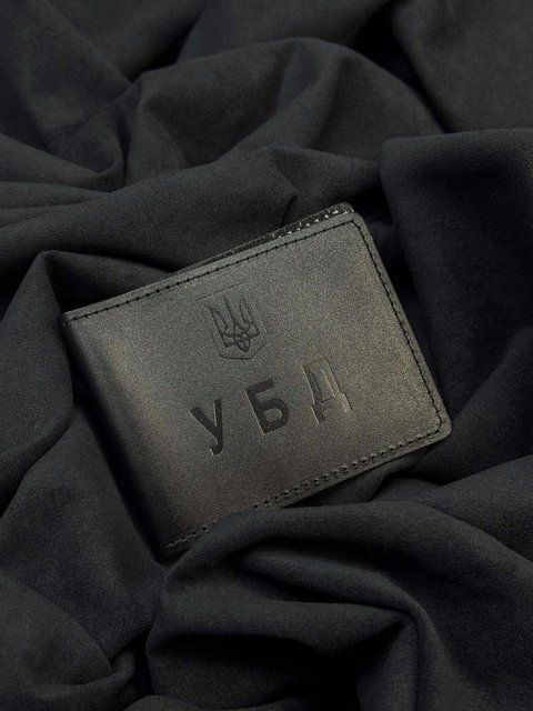 Обкладинка на посвідчення УБД із натуральної гладкої шкіри (чорний) SR011-1 фото