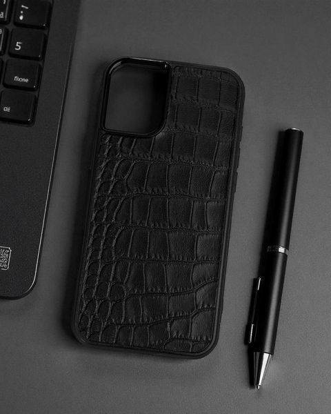 Чохол для iPhone з натуральної італійської шкіри чорний SO-012 фото