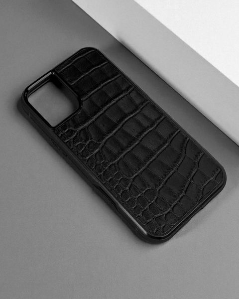 Чохол для iPhone з натуральної італійської шкіри чорний SO-012 фото
