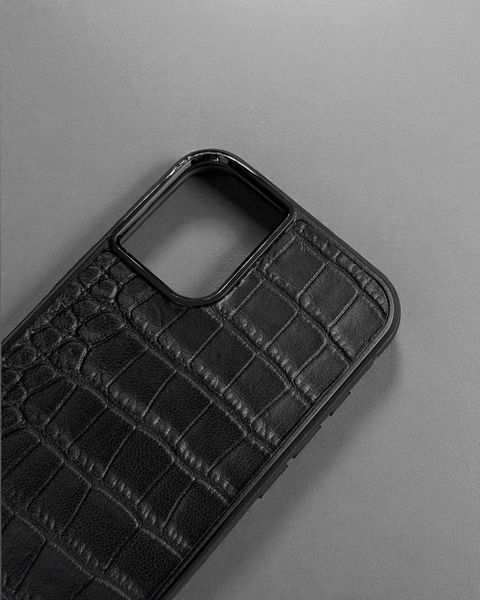 Чохол для iPhone з натуральної італійської шкіри чорний SO-012 фото