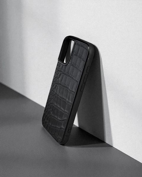 Чохол для iPhone з натуральної італійської шкіри чорний SO-012 фото