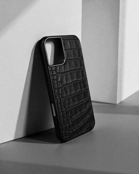 Чохол для iPhone з натуральної італійської шкіри чорний SO-012 фото