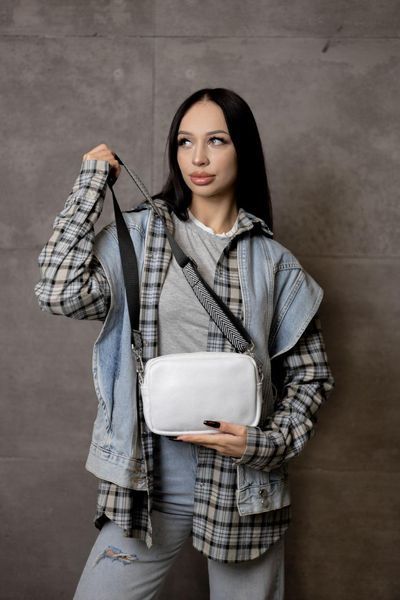 Сумка крос-боді з натуральної шкіри флотар біла SW100-4 фото