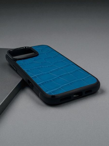 Чохол для iPhone з натуральної італійської шкіри блакитний SO-001 фото