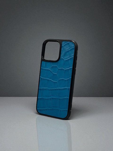 Чохол для iPhone з натуральної італійської шкіри блакитний SO-001 фото