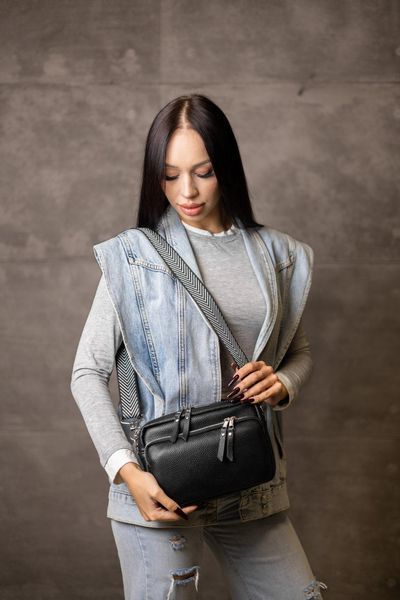 Жіноча сумка крос-боді з натуральної шкіри флотар чорний SW120-1 фото