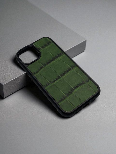 Чохол для iPhone з натуральної італійської шкіри зелений SO-004 фото
