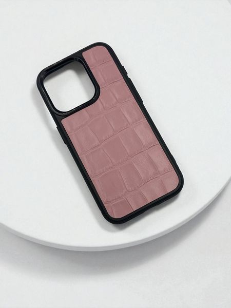 Чохол для iPhone з натуральної італійської шкіри рожевий SO-005 фото