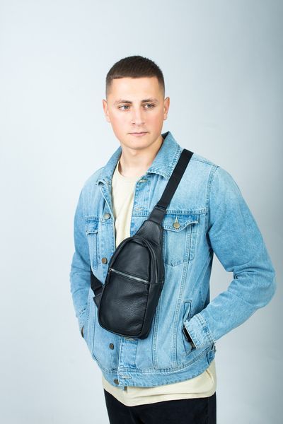 Чоловіча нагрудна шкіряна сумка SL016-2 фото