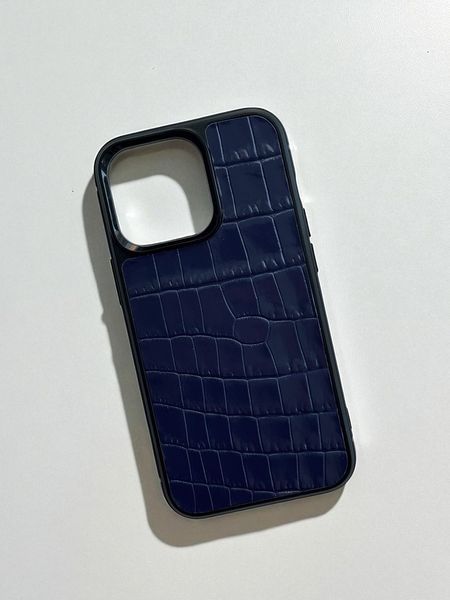 Чохол для iPhone з натуральної італійської шкіри синій SO-007 фото