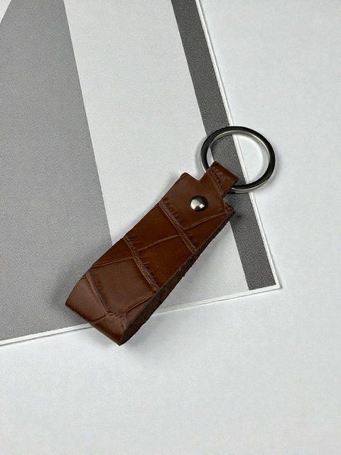 Брелок з натуральної італійської шкіри (коричневий) SO-108 фото