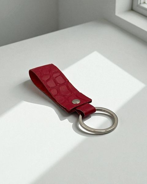 Брелок з натуральної італійської шкіри (червоний) SO-102 фото