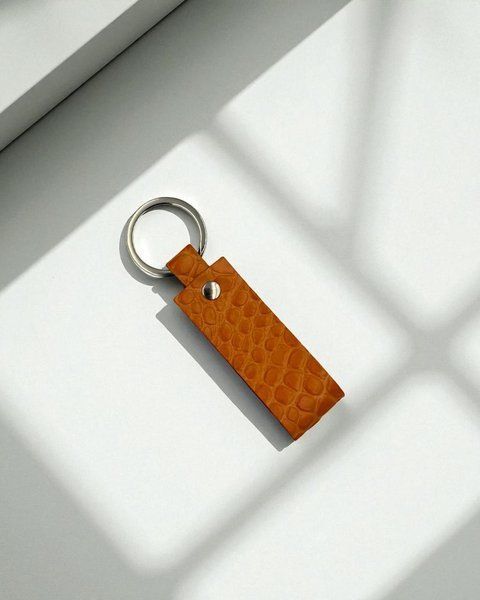 Брелок з натуральної італійської шкіри (оранжевий) SO-103 фото