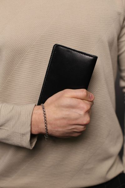 Портмоне чоловіче шкіряне чорне SR006 фото
